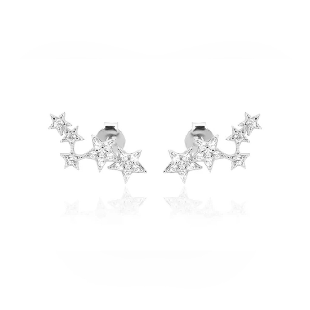 SILVER CRYSTAL STAR CLUSTER EARRINGS